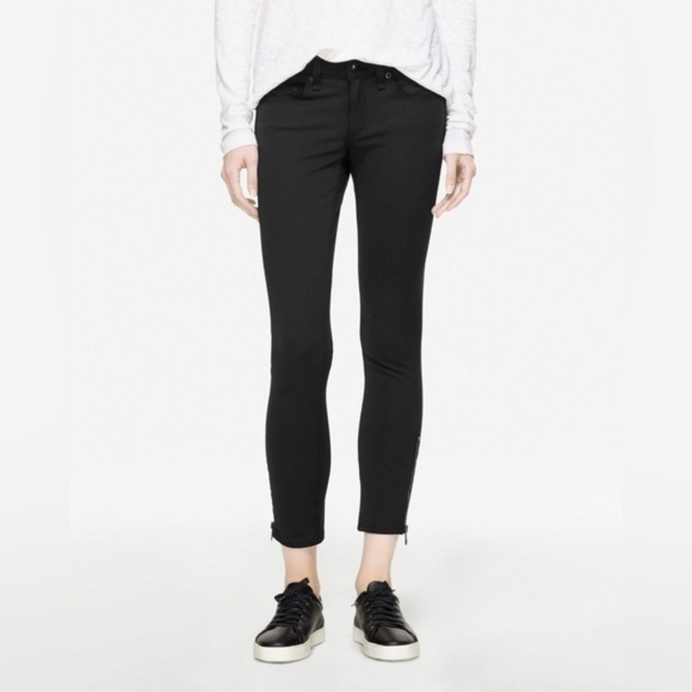 Rag & Bone Denim Coated  Zipper Capri Jean Black/Dark Grey Sz 27